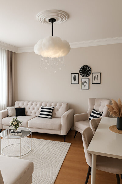 Ağış Elektrik YAĞIŞ – Dekoratif Bulut Avize, Şeffaf Damla Tasarımlı Modern Aydınlatma