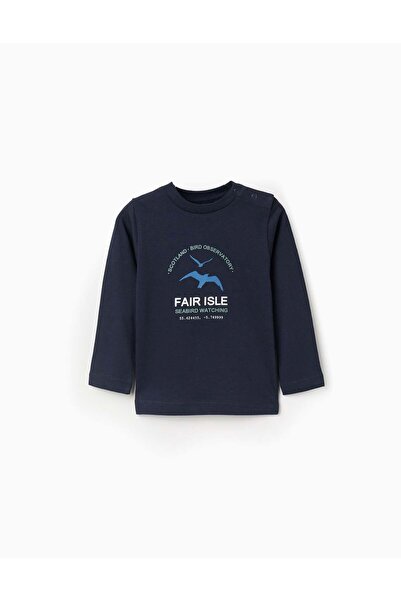 Ziddy Long sleeve cotton T-shirt 'fair isle' for baby boys, dark blue