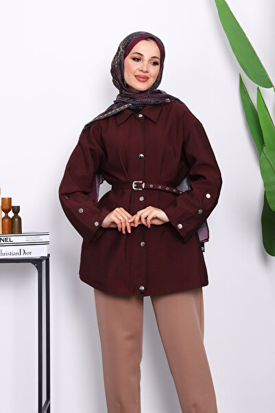 İmajButik Plum Buttoned Zippered Tunic