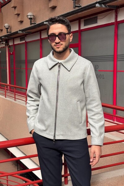 inpool Men'S, Standard-Fit, Zipper Detail, Shirt Collar, Cashmere Jacket 626