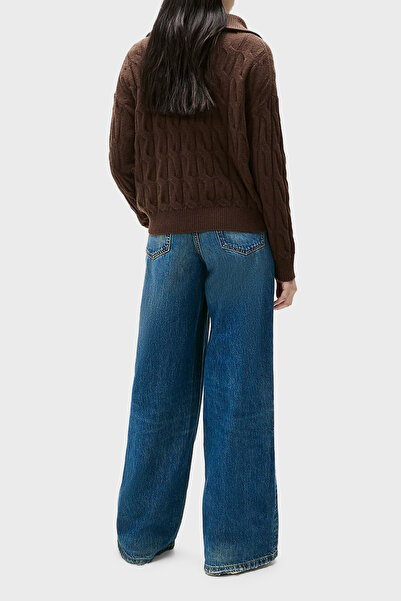 Tommy Hilfiger % 100 Yün Relaxed Fit Yarım Fermuarlı Dik Yaka Örgü Kazak KAZAK WW0WW46425 GV0