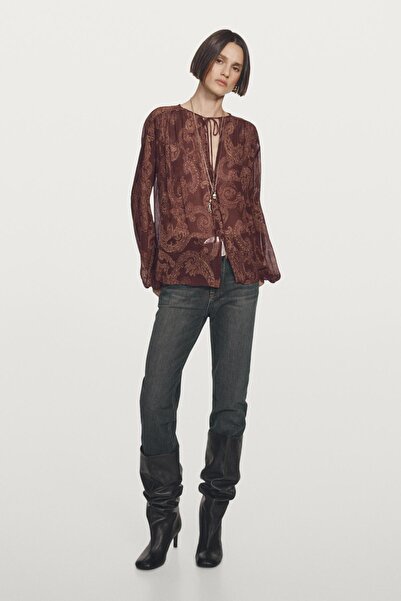 Massimo Dutti Dökümlü şal desenli bluz