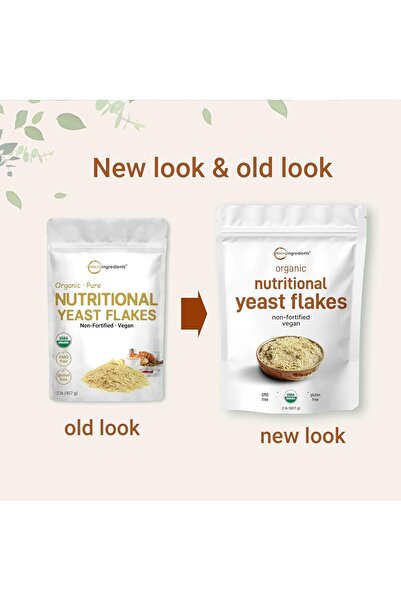 Micro ingredients Organic Non-Fortified Nutritional Yeast Flakes, 2 Pounds (32oz), Rich in Vegan Pro