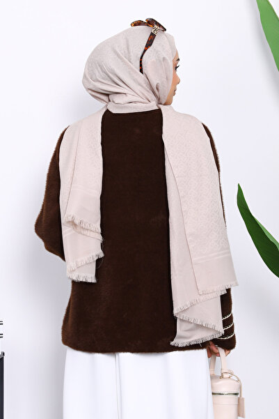 İmajButik Μαλακό πλεκτό ζακέτα από ανγκόρα με λεπτομέρεια καφέ παγιέτες