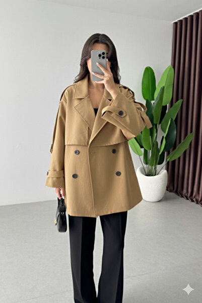 hazelin Women's Camel Premium Midi Length Lined Cashmere Coat Hzl25W-Bd191571