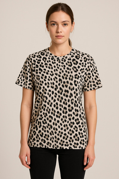 PROLET Femeie imprimeu leopard supradimensionat tricou