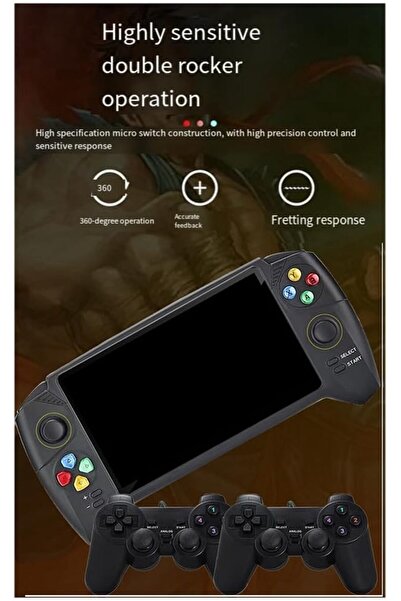 Generic جهاز ألعاب محمول كلاسيكي مقاس 7 بوصات | أكثر من 1000 لعبة، ذراع تحكم مزدوجة، بطارية 3000 مللي أمبير/ساعة، منفذ تلفاز