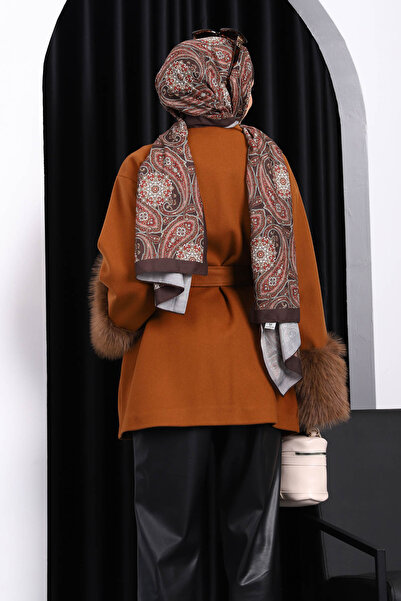 İmajButik Παλτό με διπλή τσέπη με ζώνη στη μέση