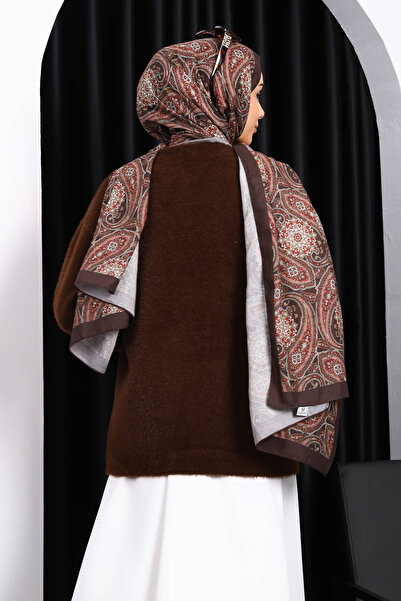 İmajButik Καφέ Μαλακή Ζακέτα Angora με Λεπτομέρεια Μπροστινής Περιτύλιξης