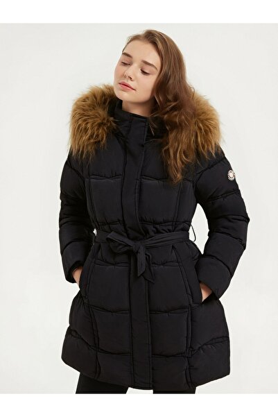 SETTY KOOP Women's Long Down Coat with Fur Hood Belted Waist, Waterproof geacă de iarnă damă