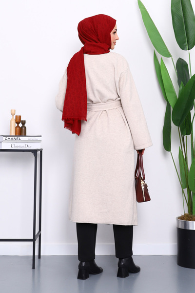 İmajButik Παλτό με πέτρινη ζώνη