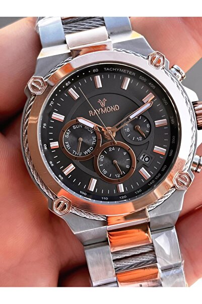 Raymond Special Steel Cord for Engagement and Grooms 2 Years Warranty 5 Atm Men's Wristwatch+Bracelet Rmd.22