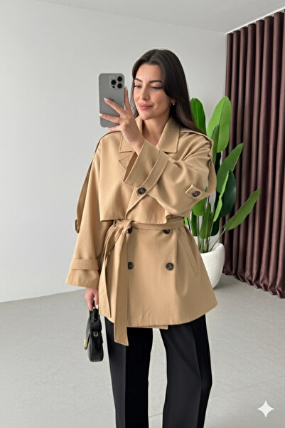 hazelin Women's Camel Premium Midi Length Lined Cashmere Coat Hzl25W-Bd191571