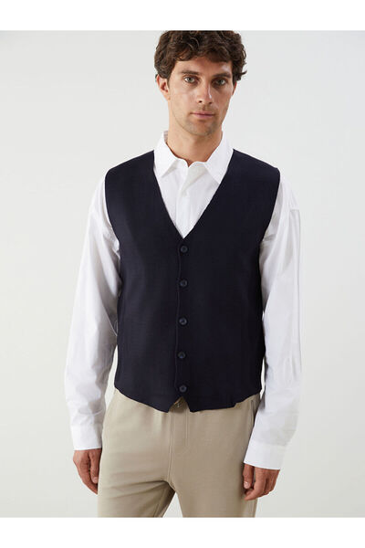 LC Waikiki LCWAIKIKI ClassicLacivert Стандартний крій V-подібний комір Чоловічий трикотажний жилет