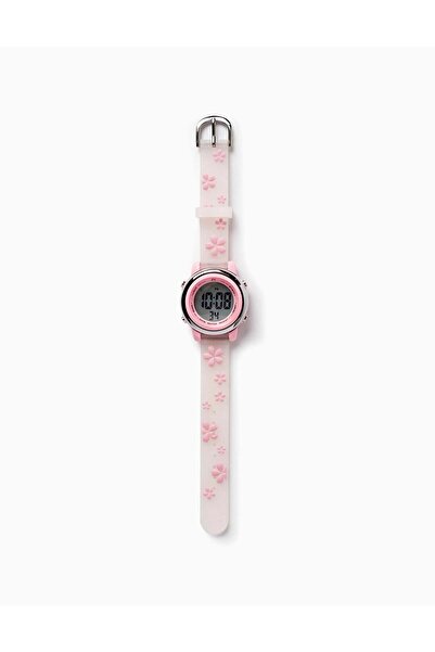 Ziddy Digital Watch for Girls 'Flowers', Pink/Transparent