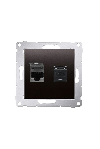 Other Priză dublă RJ45 categoria 6 cu capac anti-praf antracit Simon54