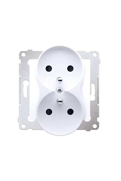 Other Priză dublă cu împământare, obturator de contact, albă Simon54