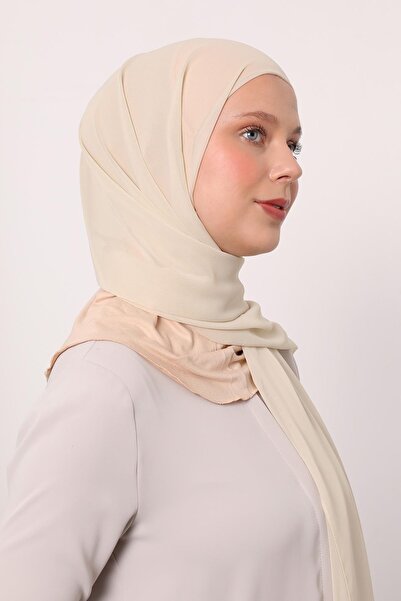 Levidor Μπεζ μεγάλο σάλι από σιφόν χιτζάπ