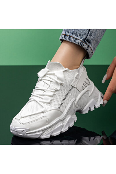 Modlet.ro Women's white thick sole sport shoes MOD08100