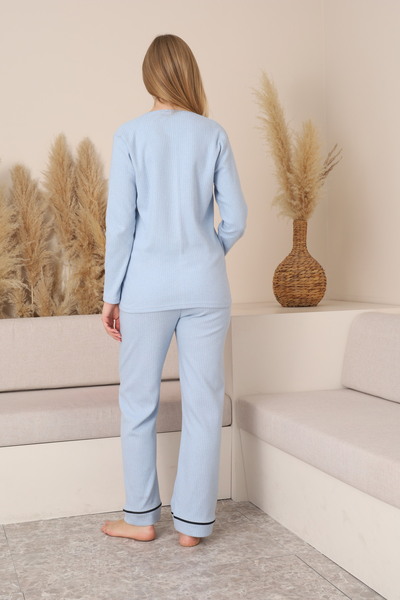 Miss Dünya Lissa Yumoş Dokulu Emzirmeye Uygun Ayarlanabilir Bel Detaylı Hamile ve Lohusa Pijama Takımı