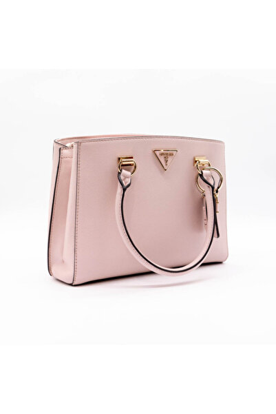Guess – MEDIUM NOELLE PINK SAFFIANO LEATHER BAG WITH GOLDEN DETAILS