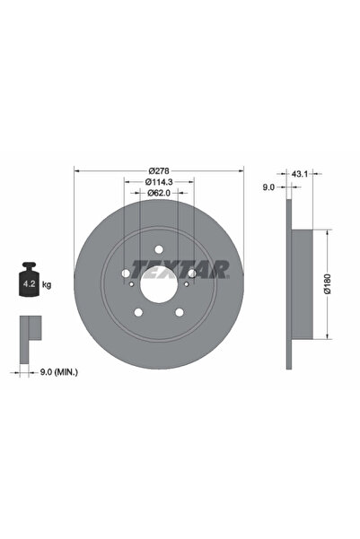 TEXTAR Set Discuri Frana Fiat Sedici Suzuki Swift 3/SX4 2005-2015