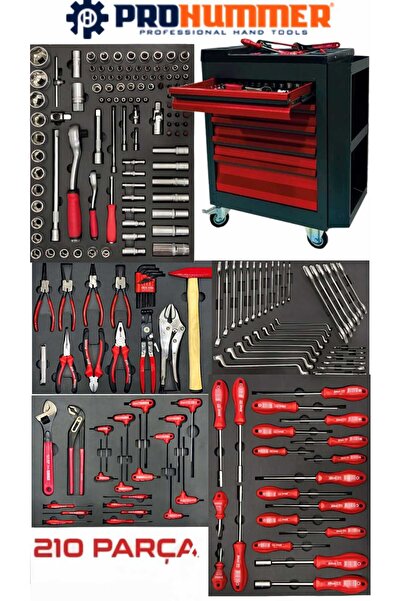 prohummer Profesyonel Takım Arabası – 210 Parça Set İçin Özel Dolu Kasa