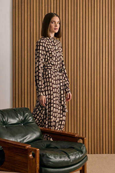 Aker Desenli Viscon Elbise