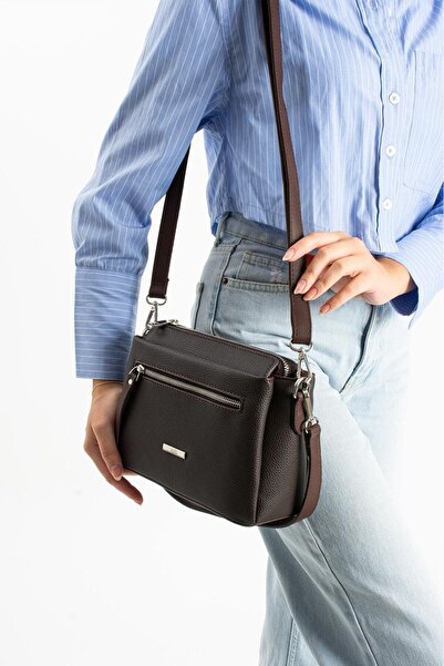 H&D COLLECTİON حقيبة كتف وحقيبة كروس مبطنة بـ 7 أقسام و2 حزام مناسبة للاستخدام اليومي