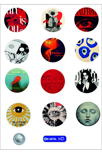 ON DİJİTAL BASKI MERKEZİ Sanat Temalı 12 Adet Rozet Seti