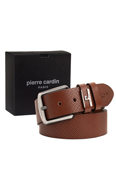 Pierre Cardin حزام رجالي من الجلد باللون البني (العرض 4 سم) PCK02099T6V