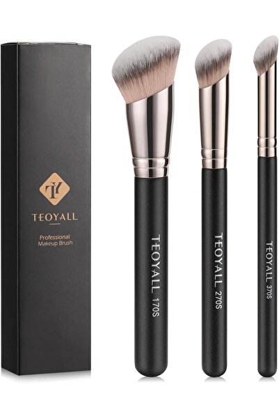 TEOYALL مجموعة فرش كريم الأساس وإخفاء العيوب، 3 قطع من فرشاة كابوكي الاصطناعي...