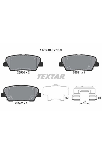 TEXTAR Комплект спирачни накладки Genesis G70 дискови спирачки Hyundai Equus ...