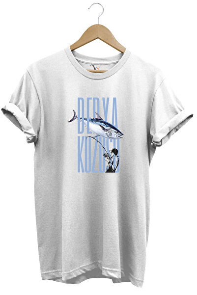 WİDİ Tricou cu gât rotund, cu imprimeu, cu design de pescuit, de vânătoare de...