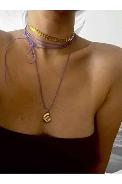 Hoop jewelery قلادة من الصدف البحري الفولاذي المرصع بالزركون