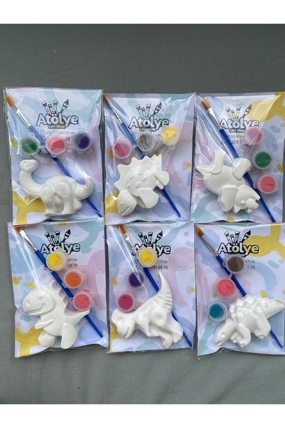 Atölye Lavi Shop Lavi̇ Shop Dinosaur Set/Paint Your Own Set, Diy, Birthday Gift, Holiday Gift / 15 Pieces