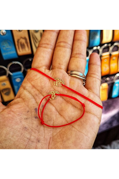 Wild Bracelets 14k gold baby bracelet with paw print charm, adjustable with red silk cord, 100% handmade
