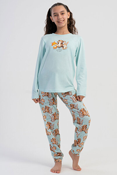VİENETTA Cotton Girls' Long Sleeve Pajama Set (7-8/13-14), 503193
