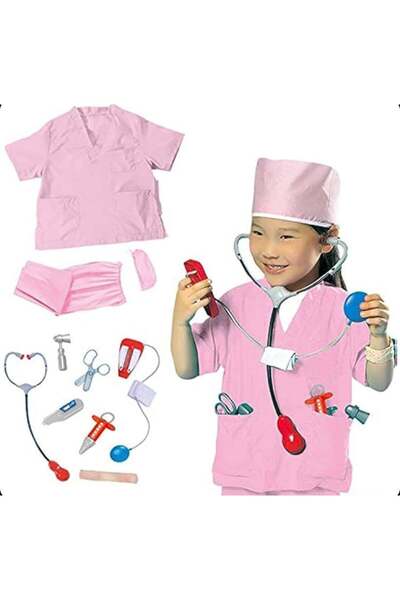 MARAH TOYS زي الممرضة الصغيرة الوردي وأدواتها