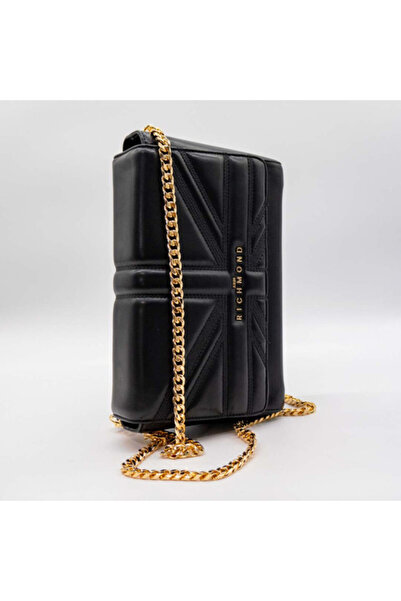 John Richmond BLACK CROSSBODY BAG IN ECOLOGICAL LEATHER WITH CHAIN