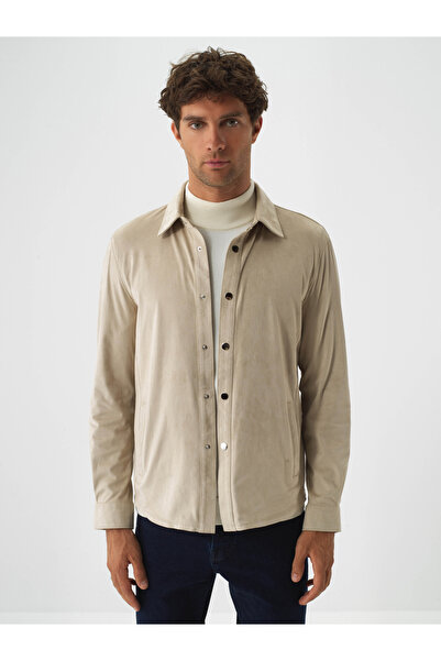 Xint Erkek Bej Soft Touch Süet Görünüm Regular Fit Gömlek Ceket