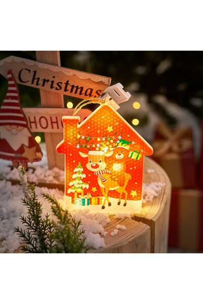Flippy Warm White Hanging Light Christmas House Decoration with Reindeer, 11.5 x 9.7 cm