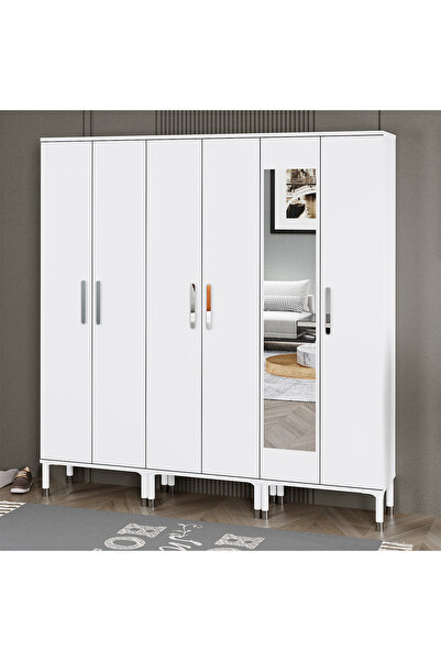 Kalender Dekor Buket-1-3-3 Ayaklı Aynalı Ayakkabılık Portmanto Vestiyer