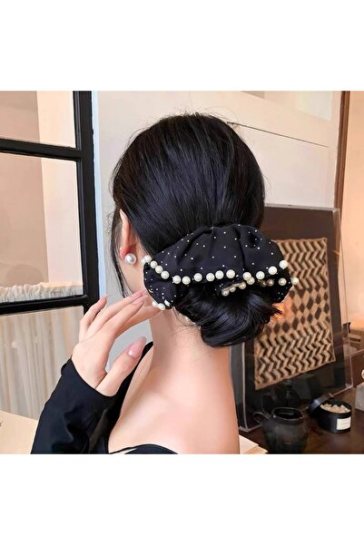 TAKIŞTIR Cataramă Simit cu detaliu de perle și piatră de culoare neagră