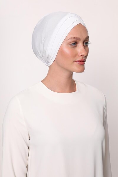 Levidor White Three-Striped Outer Bonnet