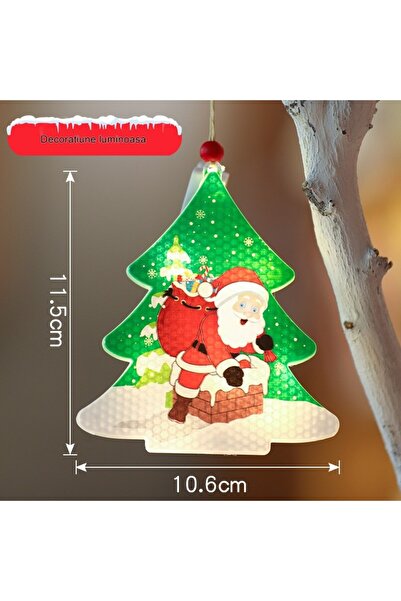 Flippy Illuminated Christmas Tree Decoration, 11.5 x 10.6 cm, Santa by Tree, Warm White