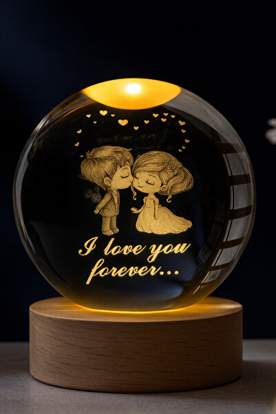 Arfseb Ahşap Tabanlı Sevgili Çift Figürlü Kristal Küre – LED Işıklı Romantik ...