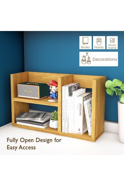Mahmayi Office Bookcase Easy Accessibility, Bookshelf for Home and Workplace - Light Walnut