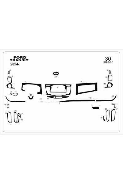 Marscockpitdesign غطاء لوحة التحكم / الكونسول لسيارة فورد ترانزيت 2024-