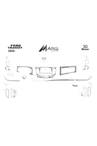 Marscockpitdesign Ford Transit Torpido / Konsol Kaplama 2024-